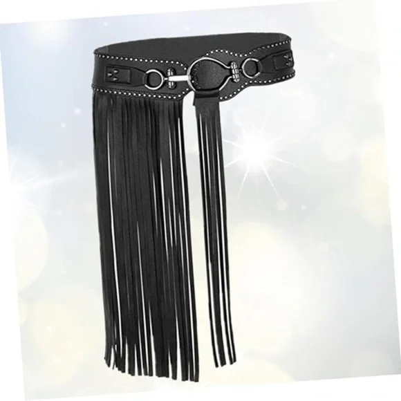 Leather waist chain fringe belt - Picture 1 of 5